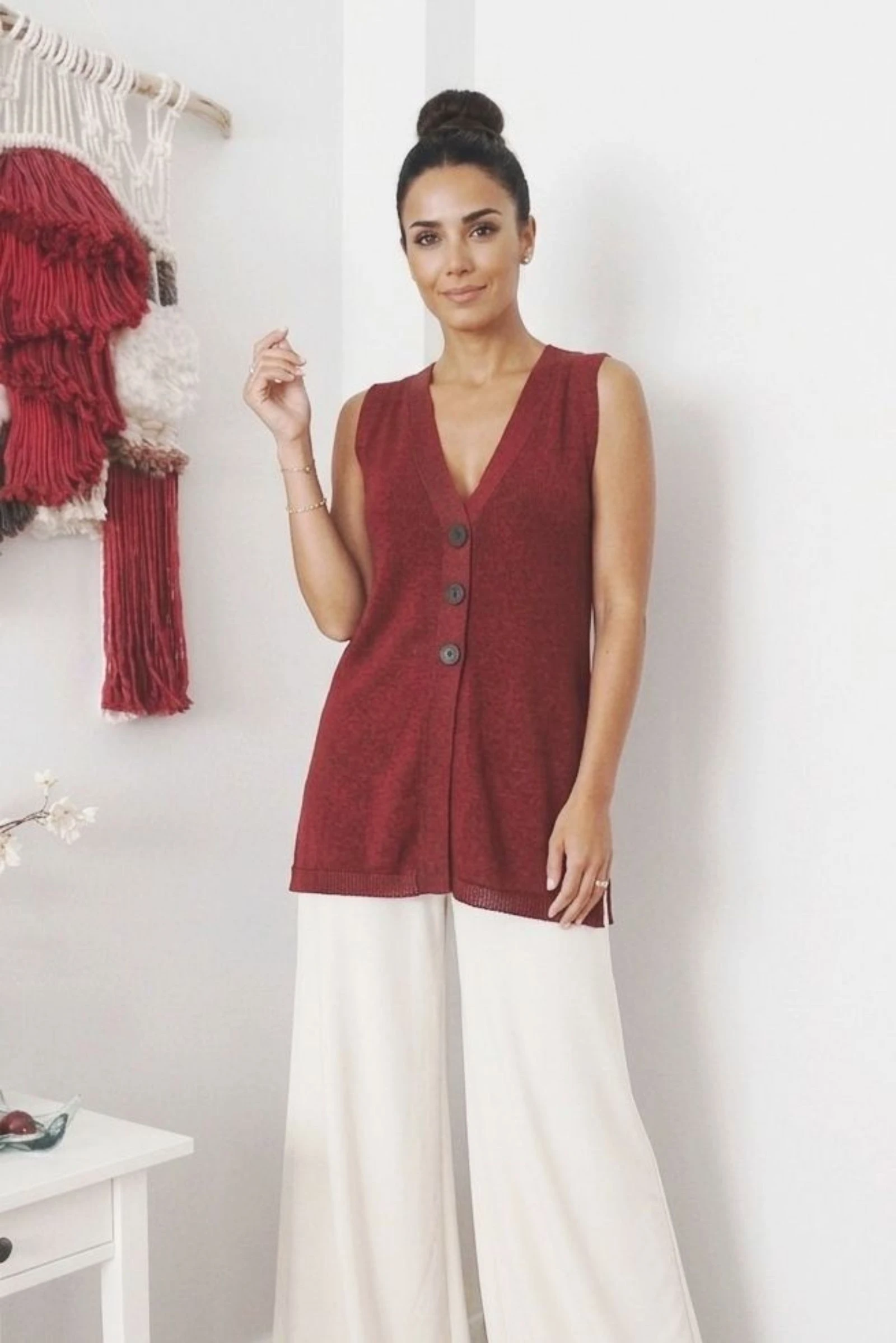 Maxi vest / Lange gebreide top van Sfera Collection – photo 2
